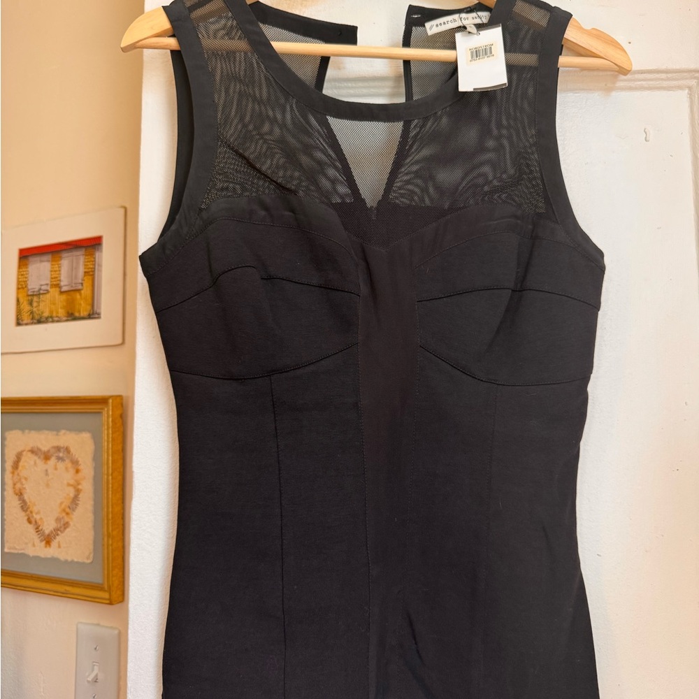 Sanctuary Black Mesh Detail Top